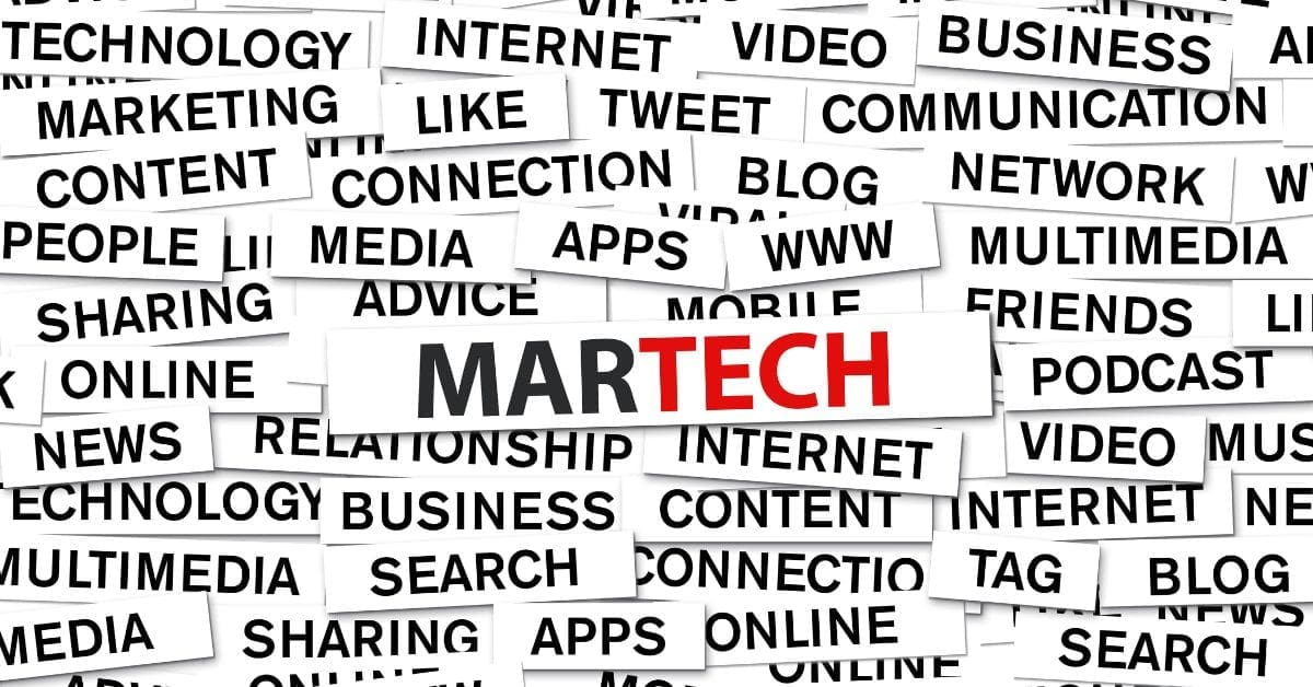 martech word collage on white background