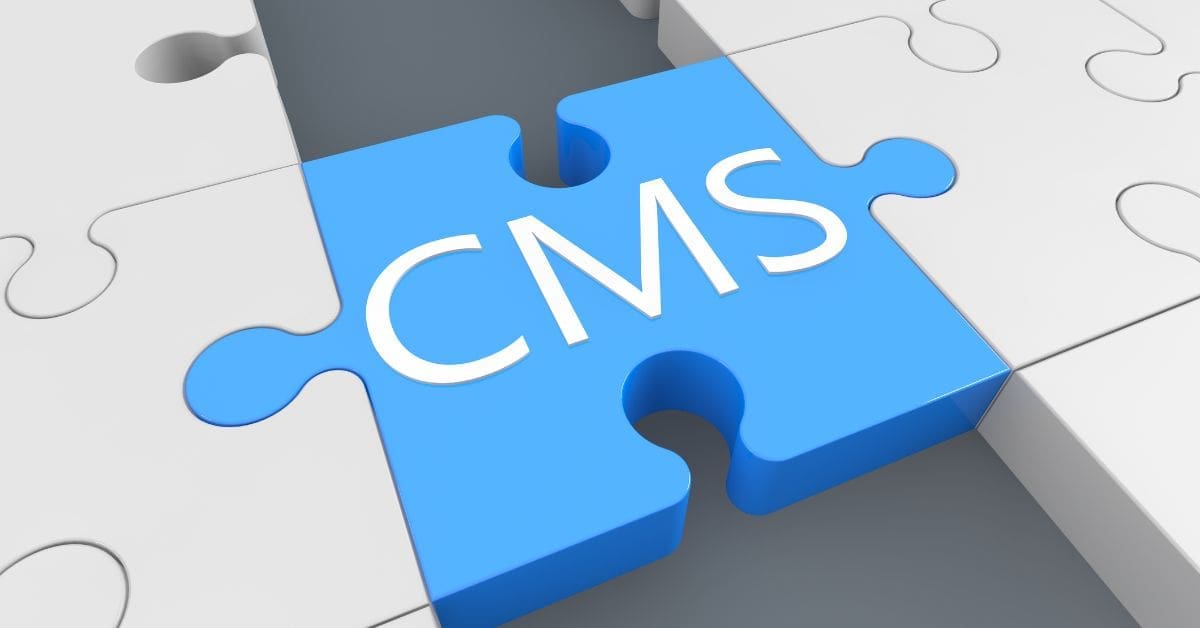 a blue puzzle piece labeled CMS bridging two other grey puzzle pieces